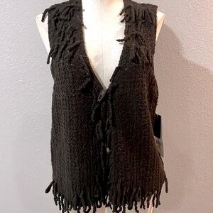 Josephine Chaus Vintage NWT Women's Wool Sweater Vest size L Chocolate Brown